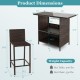 Outdoor wicker bar set dimensions with a bar table and chair, featuring durable PE rattan and stemware racks for.